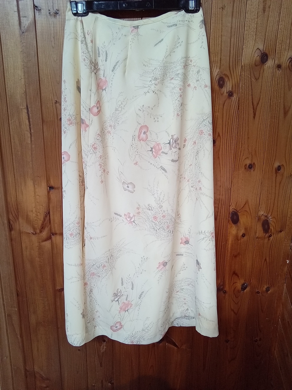 Lindor Cream Floral A-Line Midi Skirt with Pink Accents